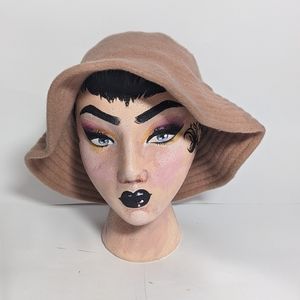 90s wool bucket hat beige tan orange women's vintage
